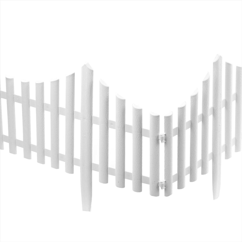 KCT White Picket Fence Garden Border - Pack of 8 panels