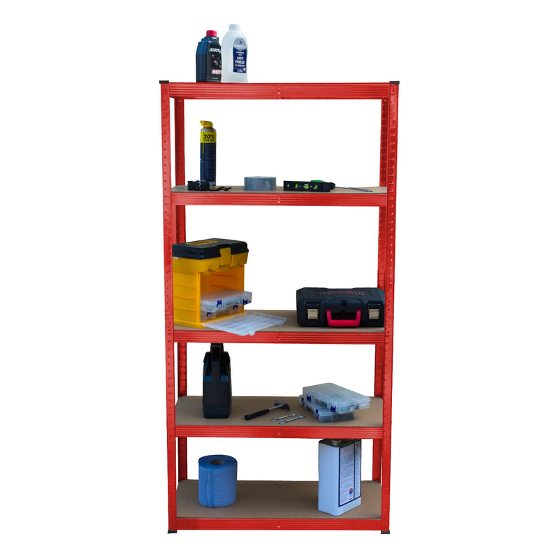 5 Tier Red Metal Shelving Unit