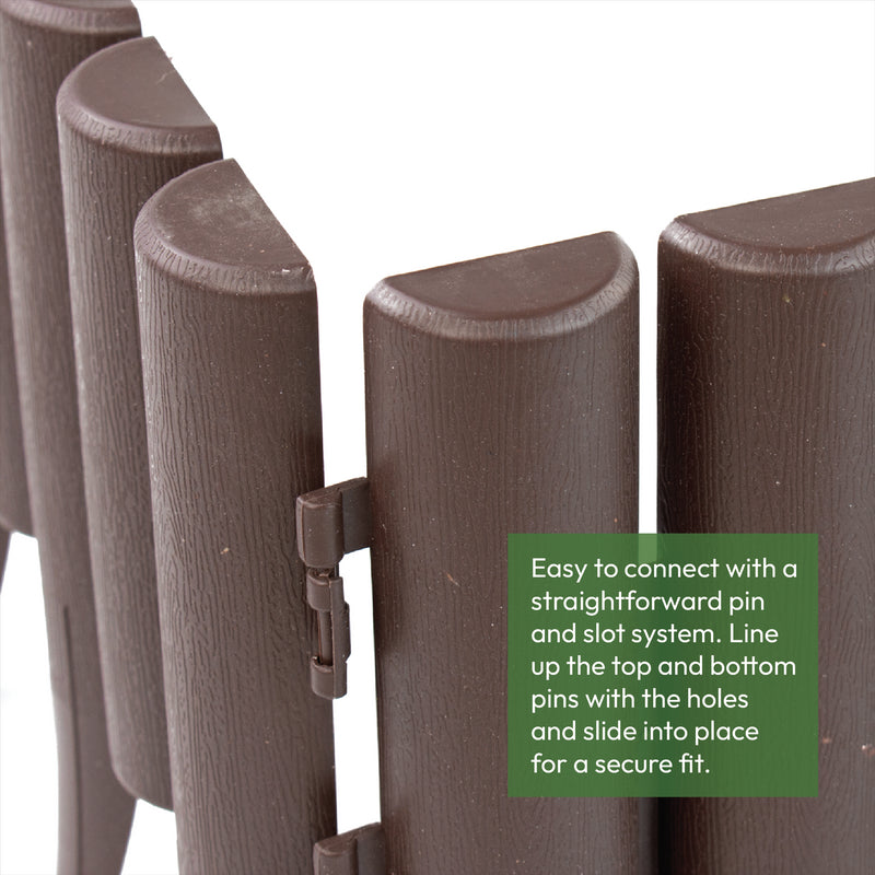 KCT Brown Wood Effect Garden Palisade Edging  - Pack of 8 Panels