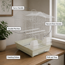KCT Santiago Plus Exotic Portable Bird Small Cage  - White
