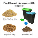 KCT Airtight Pet Food Storage Bins - Dog/Animal/Cat/Bird Feed  - 7kg (15L) /15kg (30L) Assorted Colours