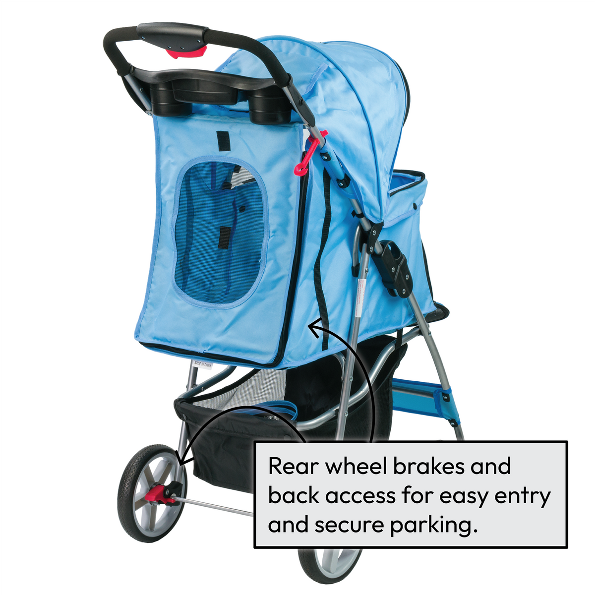 3 wheel dog stroller uk KCT Foldable Hooded Dog Stroller - Blue