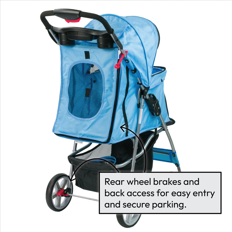 Hooded Pet Stroller - Blue