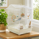 KCT Santiago Plus Exotic Portable Bird Small Cage  - White