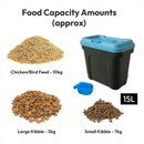 KCT Airtight Pet Food Storage Bins - Dog/Animal/Cat/Bird Feed  - 7kg (15L) /15kg (30L) Assorted Colours