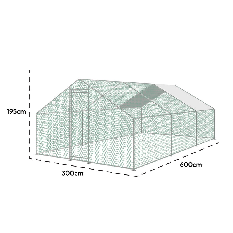 KCT Galvanised 6x3m Walk In Chicken Pet Run