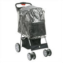 Hooded Pet Stroller with Rain Cover - Black