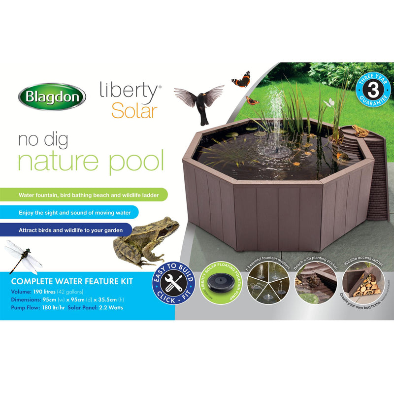 Blagdon Liberty No Dig Nature Pool Solar Water Feature Kit Garden Pond