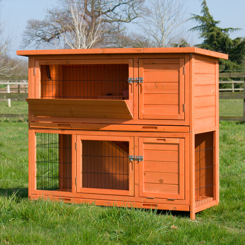 KCT Milan Large Two Tier Rabbit Hutch with Enclosed Run