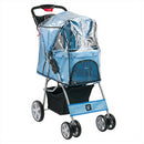 Hooded Pet Stroller with Rain Cover - Blue