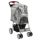Hooded Pet Stroller with Rain Cover - Grey