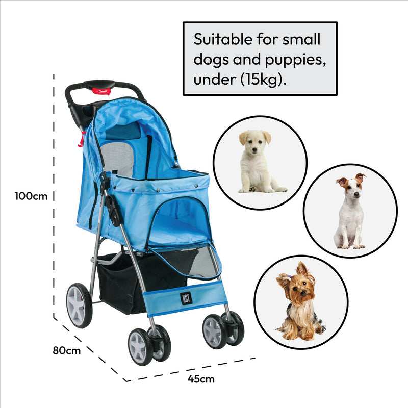 Hooded Pet Stroller - Blue