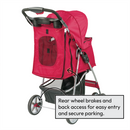 Hooded Pet Stroller with Rain Cover - Red