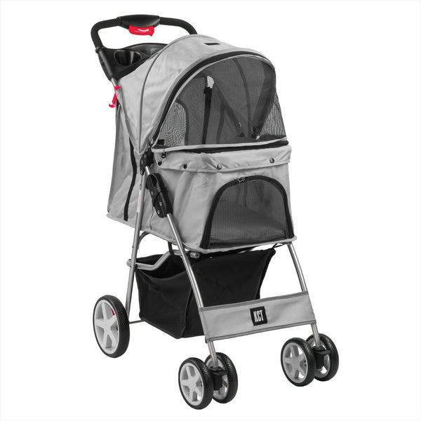 Hooded Pet Stroller - Grey