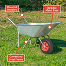 KCT 80 Litre Garden Galvanised Steel Wheelbarrow