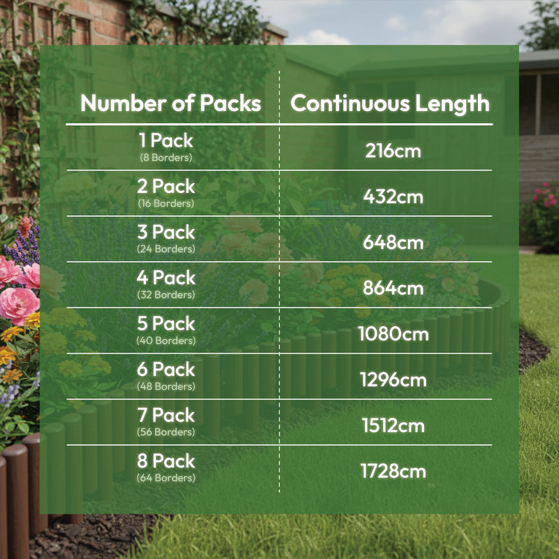 KCT Brown Wood Effect Garden Palisade Edging  - Pack of 8 Panels