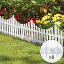KCT White Picket Fence Garden Border - Pack of 8 panels
