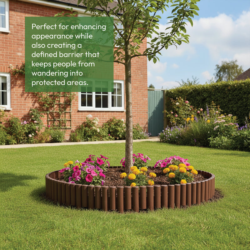 KCT Brown Wood Effect Garden Palisade Edging  - Pack of 8 Panels