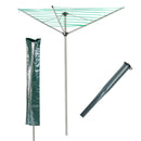 KCT 3 Arm Outdoor Rotary Washing Clothes Line - 30m Drying Area - With Ground Spike and Protective Cover