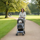 Hooded Pet Stroller with Rain Cover - Grey