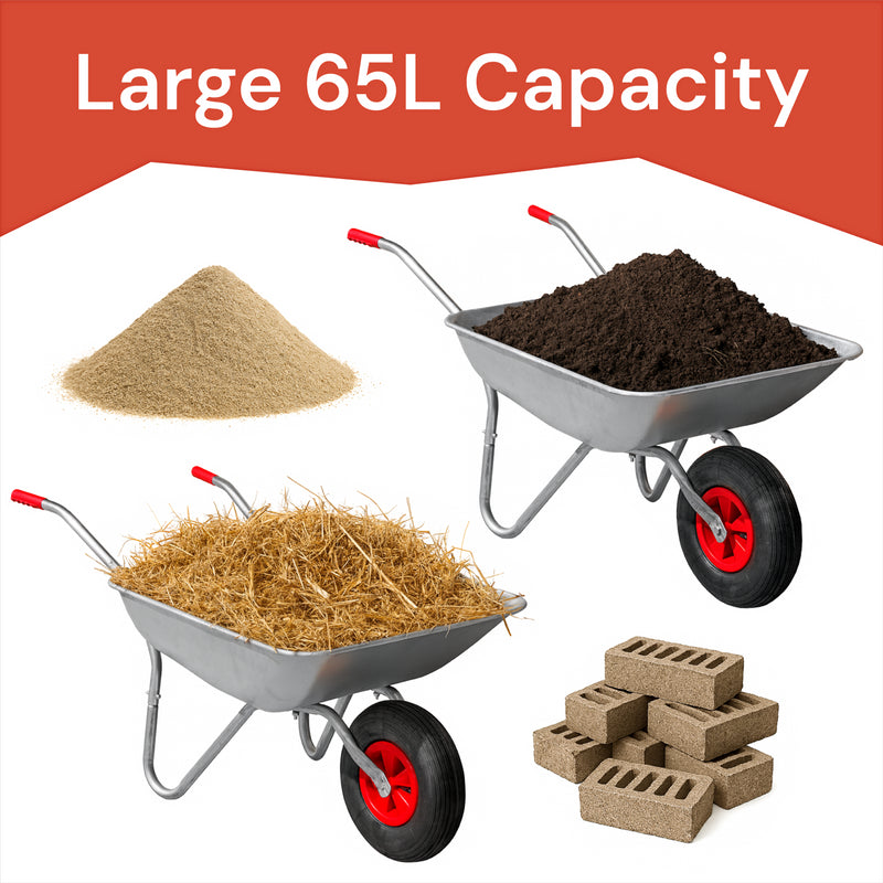 KCT 65 Litre Garden Galvanised Steel Wheelbarrow
