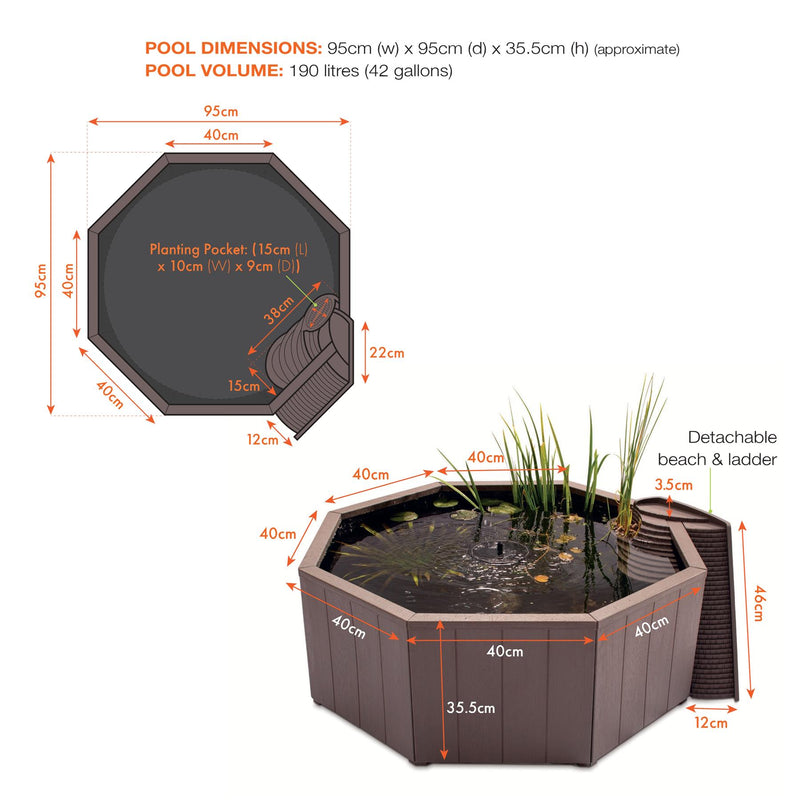 Blagdon Liberty No Dig Nature Pool Solar Water Feature Kit Garden Pond