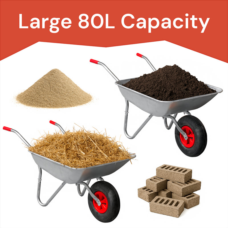 KCT 80 Litre Garden Galvanised Steel Wheelbarrow