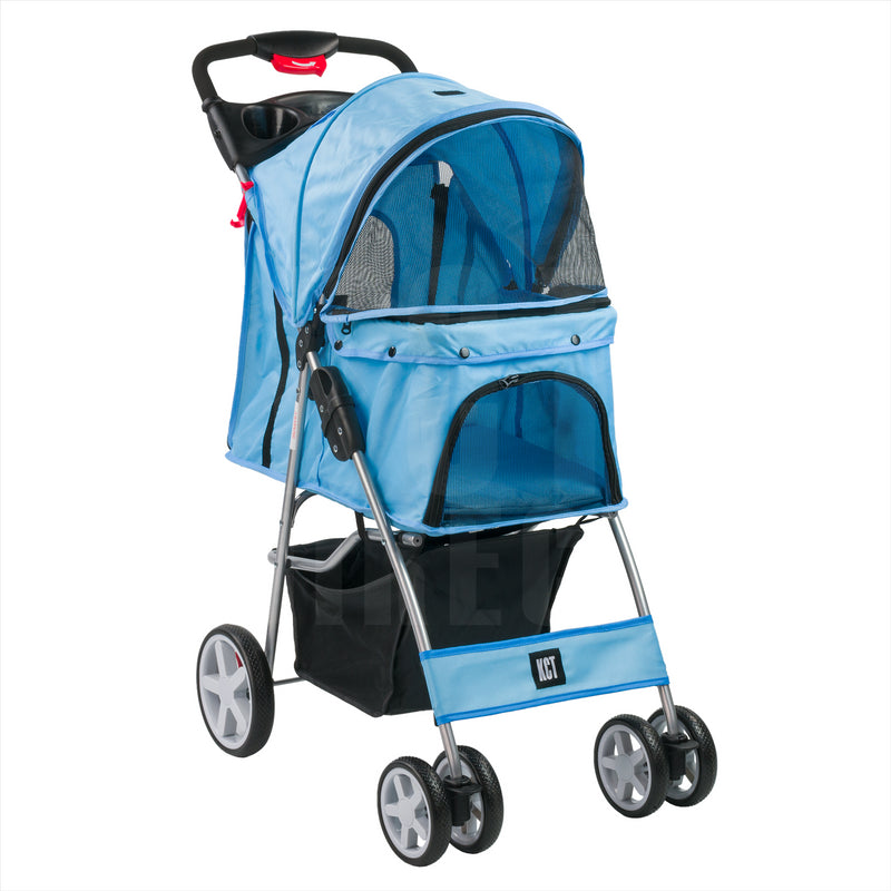 Hooded Pet Stroller - Blue