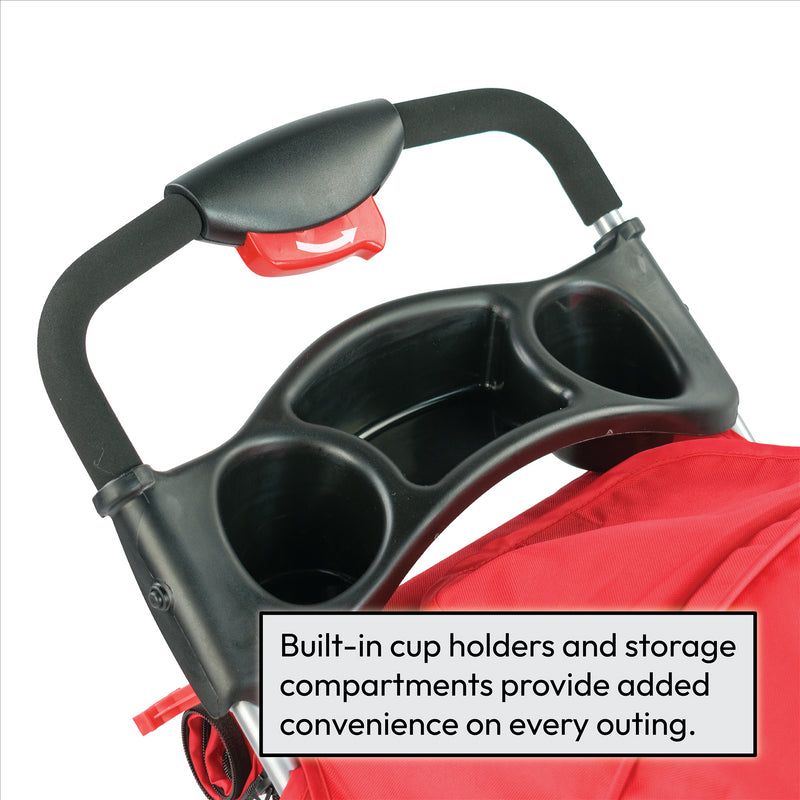 Hooded Pet Stroller with Rain Cover - Red