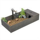 KCT Wooden Tortoise Table with Hide and Lamp Arm