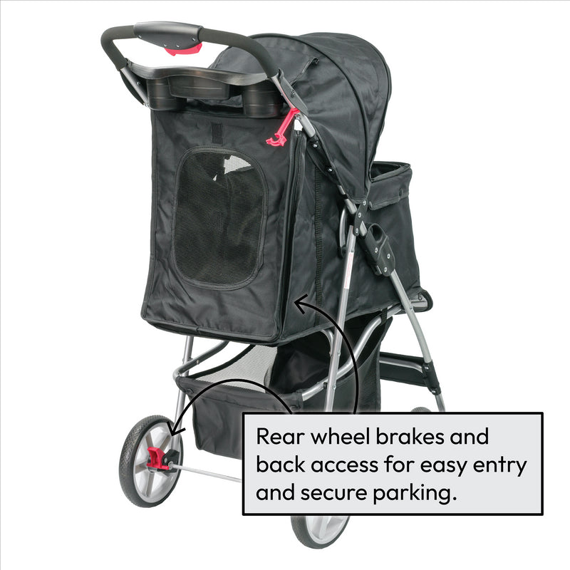 Hooded Pet Stroller - Black