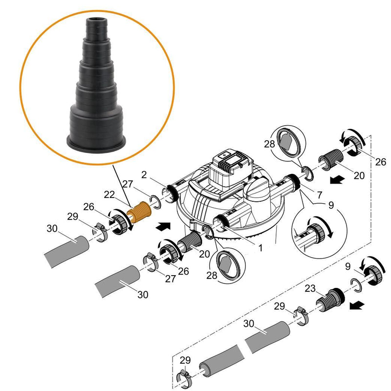 Oase - Part 34056 Replacement Stepped Hose Tail Nozzle 2 Inch