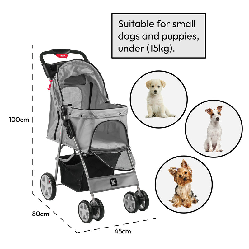 Hooded Pet Stroller - Grey