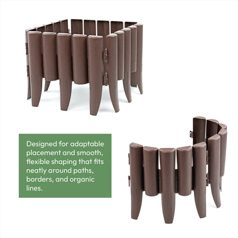 KCT Brown Wood Effect Garden Palisade Edging  - Pack of 8 Panels