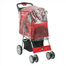 Hooded Pet Stroller with Rain Cover - Red