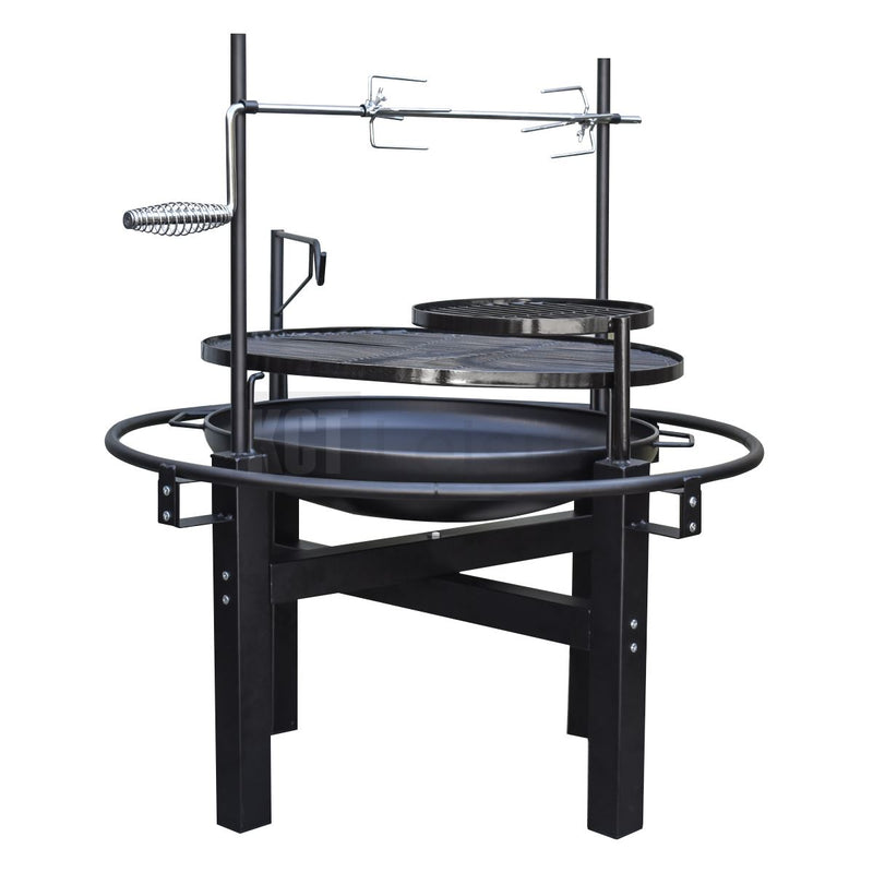 KCT Outdoor Round BBQ Grill with Rotisserie and Tool Set