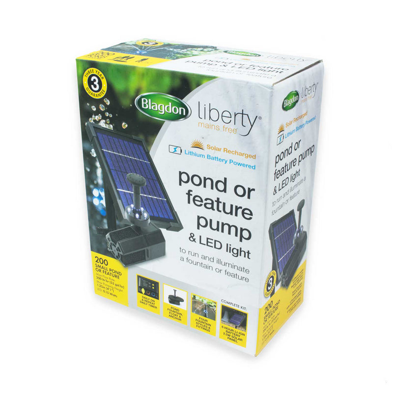 Blagdon Liberty 200 Solar Powered Battery Pond Pump and LED Lights
