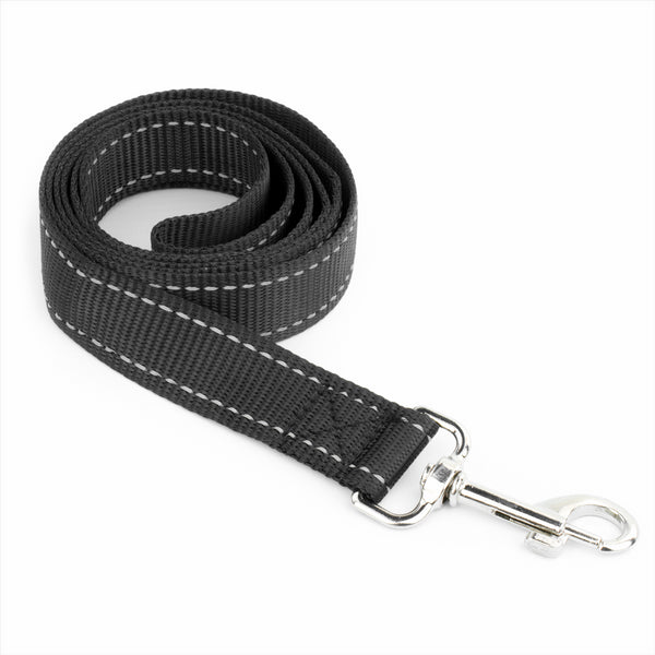 Black Dog Lead with Reflective Stitching