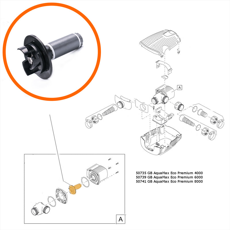 Replacement Impeller Oase Aquamax Premium 4000 - 8000 (Part 17964)