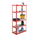 5 Tier Red Metal Shelving Unit