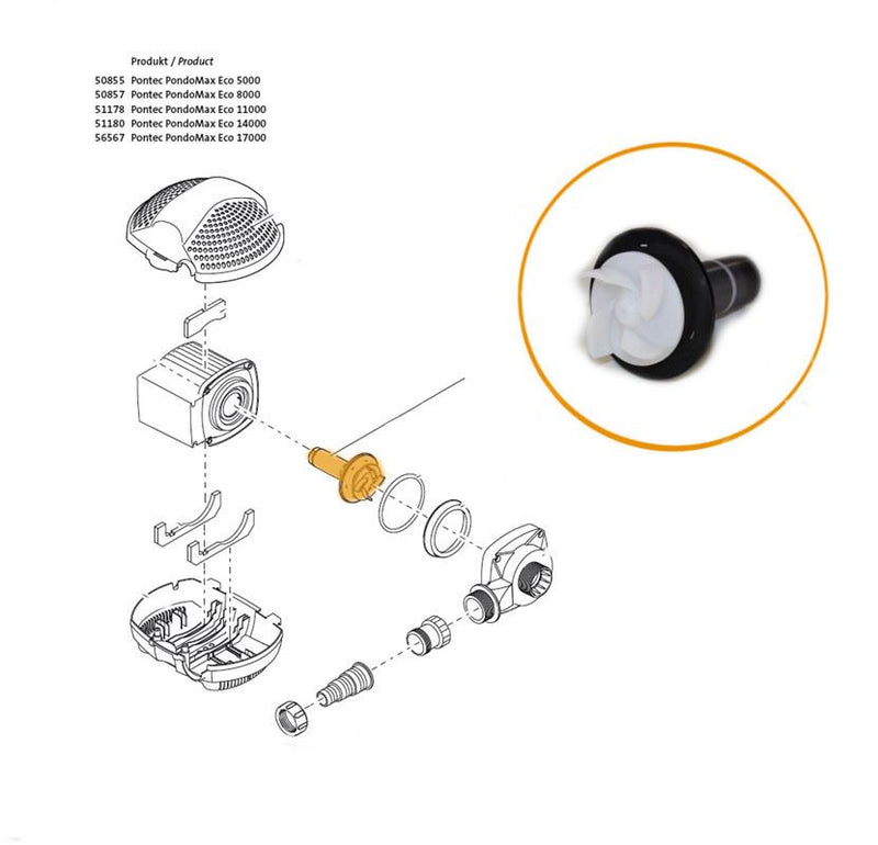 Oase Pontec - Part - 21544 Replacement Impeller PondoMax 11000
