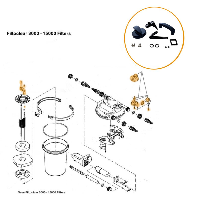 Oase Replacement Cleaning Operation Set for FiltoClear 3000 - 15000 - Part 34579