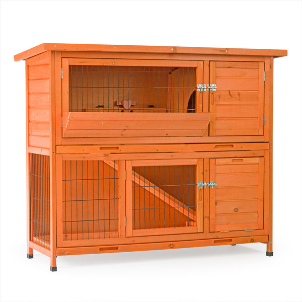 KCT Milan Large Two Tier Rabbit Hutch with Enclosed Run