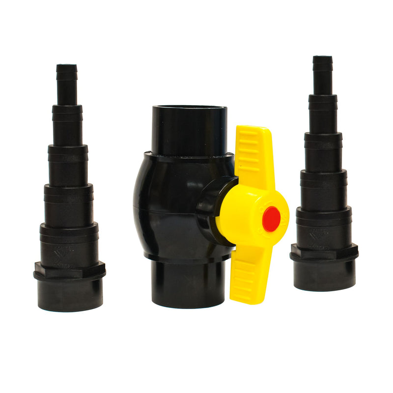 1.5 " (Inch) Solvent Weld Ball Valve and 2 x Stepped Hosetail Kit
