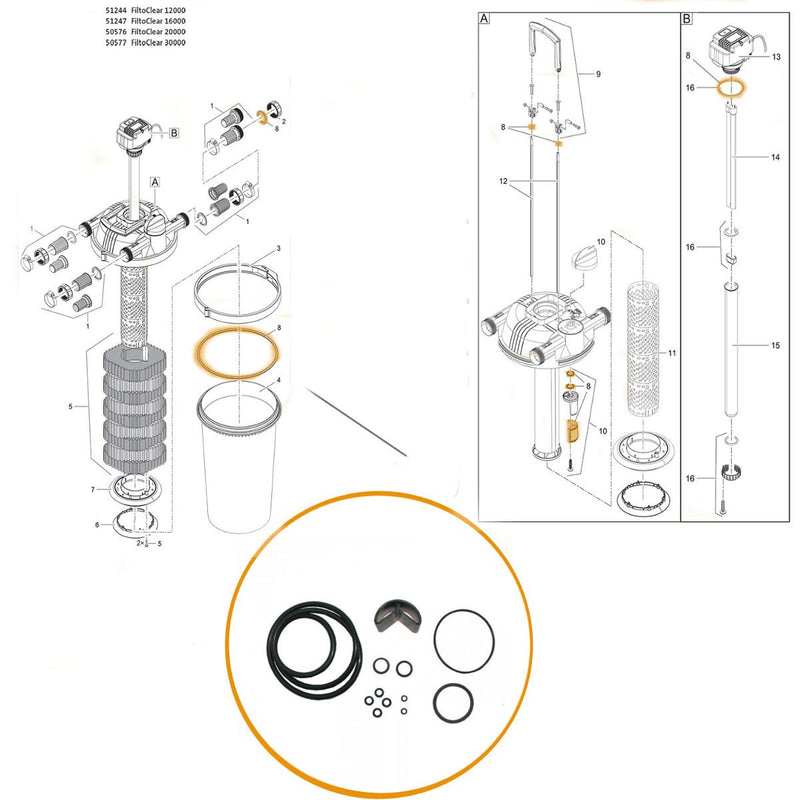 Oase - Part - 16033 Replacement Gasket Set FiltoClear 12000 - 30000